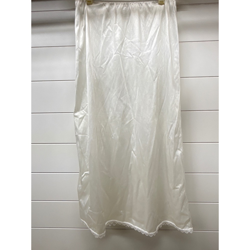 Vintage Sears White Antron III Nylon Lace Trim Half Slip Midi Length Small 29-b